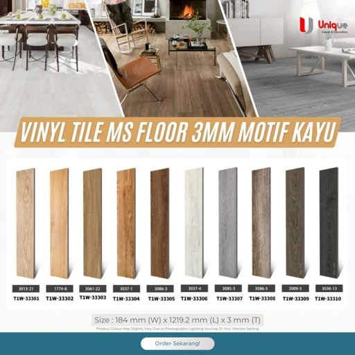 Image of Vinyl Tile MS Floor 3mm Motif Kayu / Lantai vinyl Plank Stone Series /  Lantai Lembaran Motif Semen - Harga Perm2