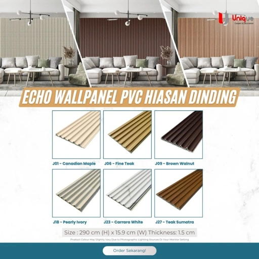 Image of Wallpanel ECHO Panel PVC Wave Motif Kayu / Panel Kisi Kisi Concave Tebal 1.5mm / PVC Panel 3D Cekung