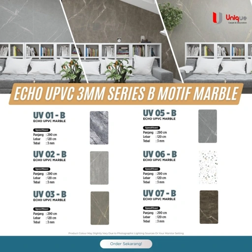 Image of Echo UPVC 3mm Series B / Panel Board Motif Marble / UV Panel Untuk Dinding Beddrop Motif Terazzo Panjang 290cm - UV 01 - B