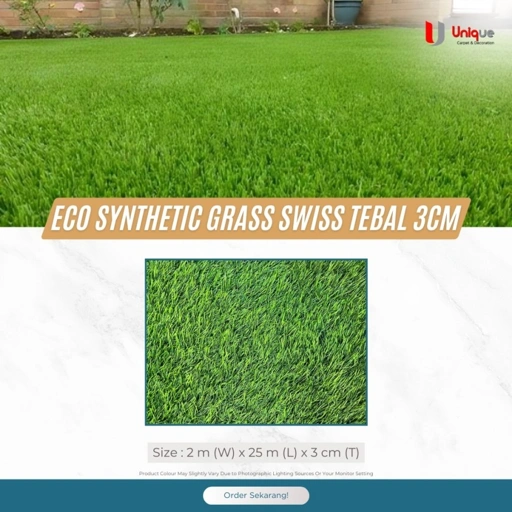 Image of ECO Rumput Swiss Tebal 3cm Full Green / Rumput Balkon / Rumput Sintetis Taman Outdoor / Rumput Teras /
