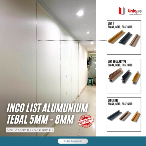 Image of List Siku Aluminium INCO Untuk PVC Marmer / List L Bagian Sudut PVC Board & Wall Board