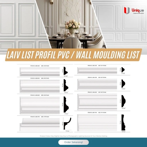Image of Lai V List Profil PVC / Wall Moulding List Plafond / Wallmoulding Anti Rayap / List Bordes Putih 2.4m - LMD 3759