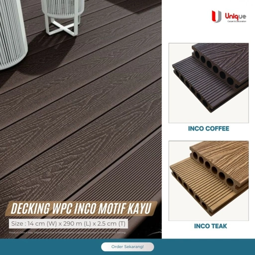 Image of Decking WPC INCO Motif Kayu / WPC Deck Lantai Outdoor / Lantai Taman Outdoor / Lantai Kolam WPC - INCO - COFFEE