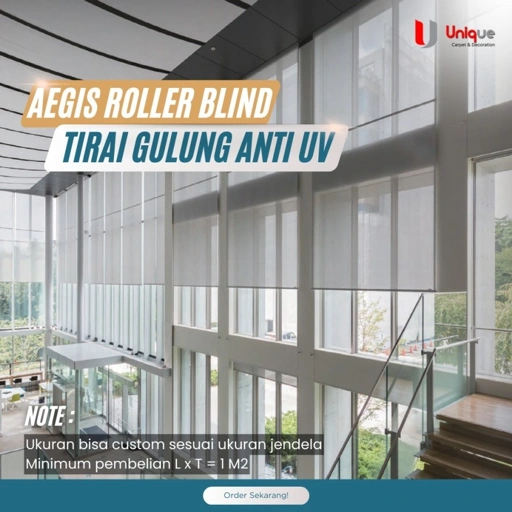 Image of Roller Blind Anti UV AEGIS / Gorden Gulung Tembus Cahaya / Krey Jendela Minimalis - Sunscreen 5%, Chain45Headrail