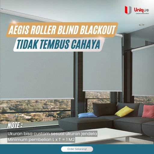 Image of AEGIS Roller Blind BlackOut Made In Korea / Tirai Gulung Jendala Kantor / Tirai Blind Indoor Tidak Tembus Cahaya - Blackout WhGrey, Chain30Headrail