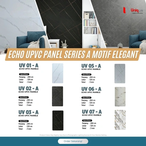 Image of Echo UPVC Panel Series A Motif Elegant / PVC Marble Backdrop TV Minimalis / UV Panel 3mm untuk Dinding Kamar Mandi